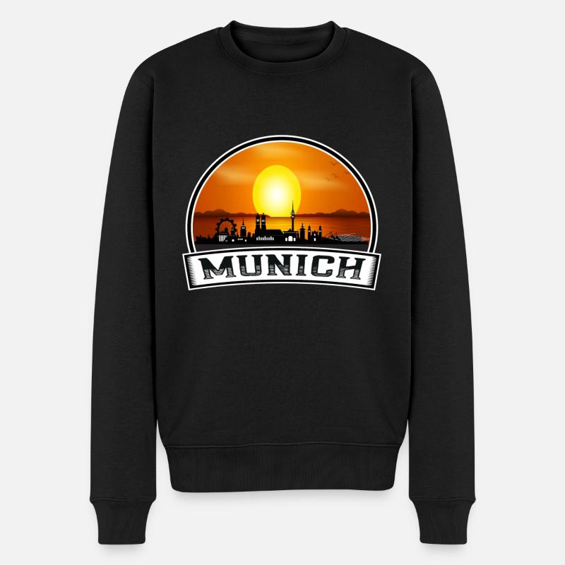 München Deutschland Skyline Vintage Sunset Travel Souve - Männer Premium Bio Pullover - Schwarz