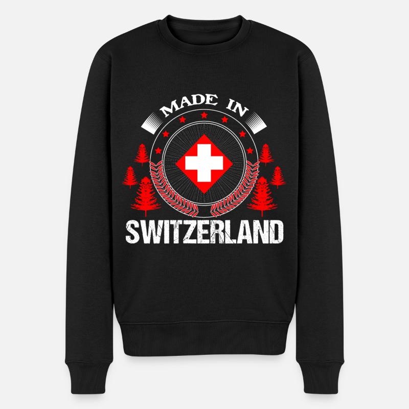 Schweiz Schweizerisch Fahne Geschenk - Männer Premium Bio Pullover - Schwarz