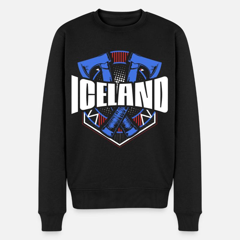 Island Reykjavik Stolz - Männer Premium Bio Pullover - Schwarz