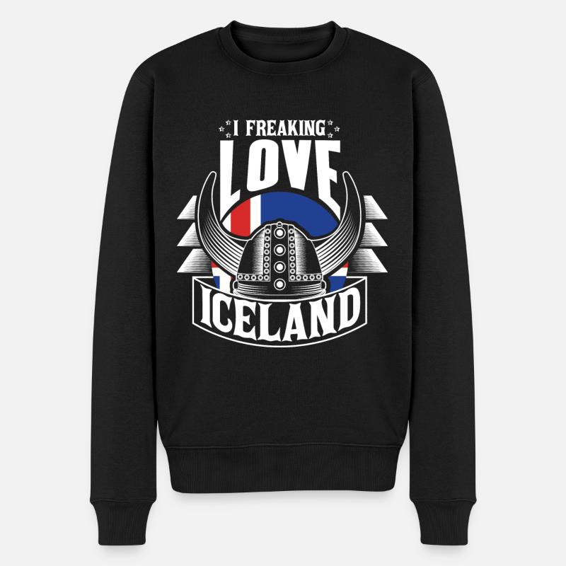 Island Vulkaninsel Fahne - Männer Premium Bio Pullover - Schwarz