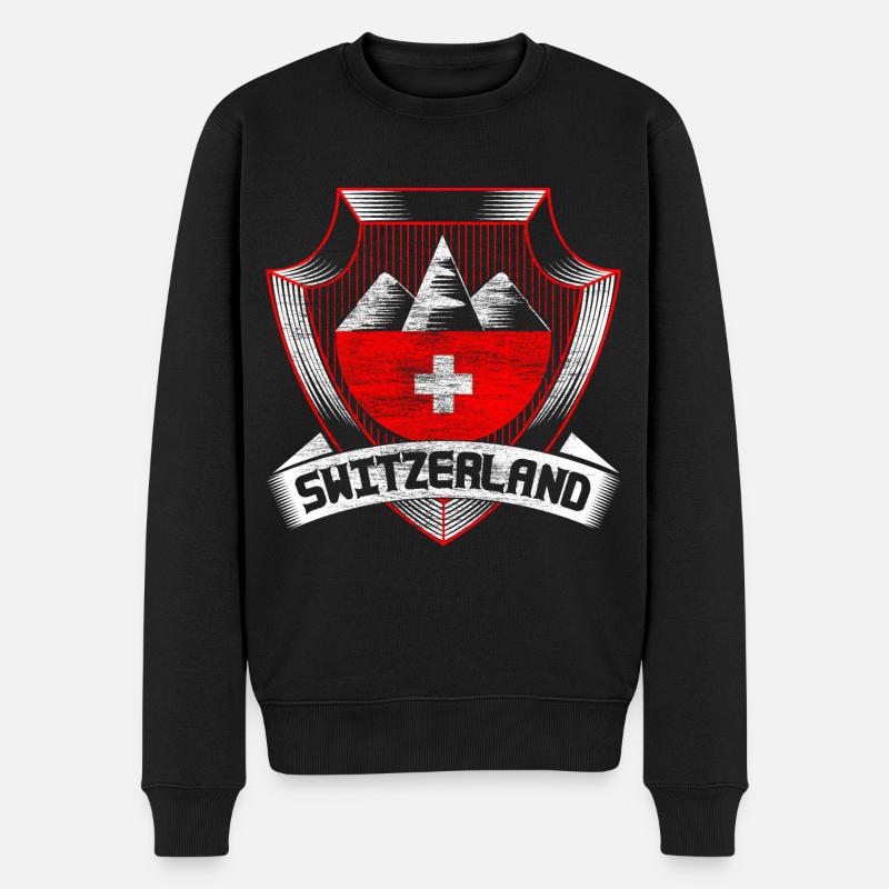 Schweiz Swiss Geschenk - Männer Premium Bio Pullover - Schwarz