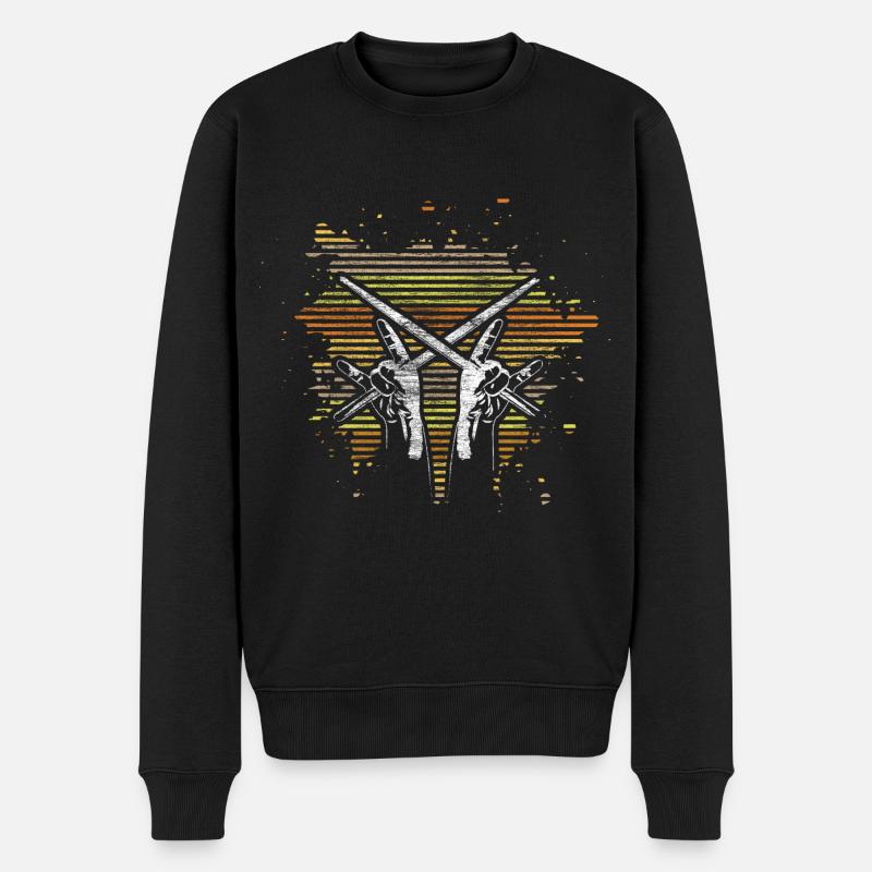 Schlagzeug Trommeln - Männer Premium Bio Pullover - Schwarz