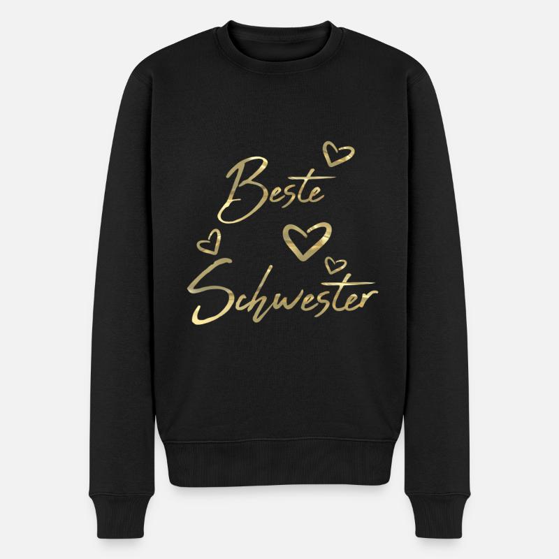 Beste Schwester - Männer Premium Bio Pullover - Schwarz