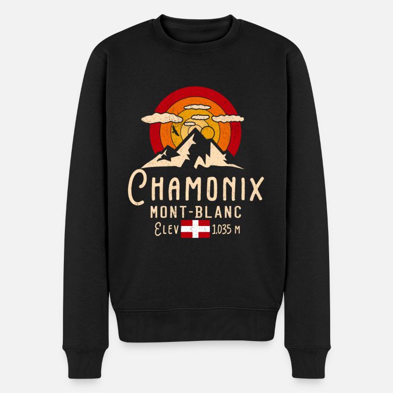 Chamonix Englische Alpen - Männer Premium Bio Pullover - Schwarz
