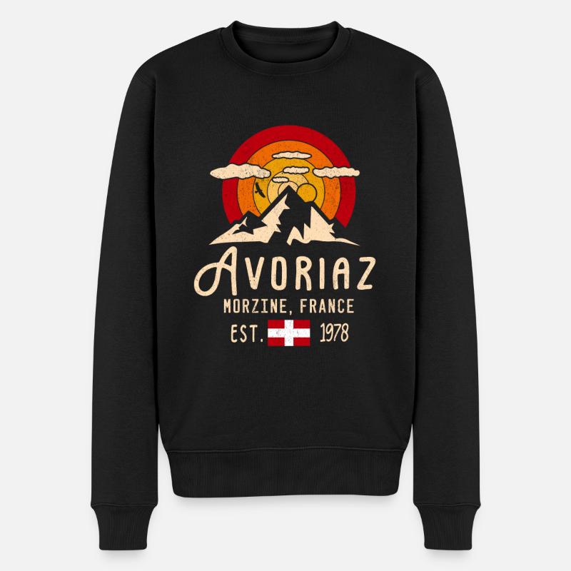 Avoriaz Franch Alpes - Männer Premium Bio Pullover - Schwarz