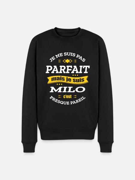 MILO PARFAIT - PRENOM MILO - Pull Premium bio Homme - noir