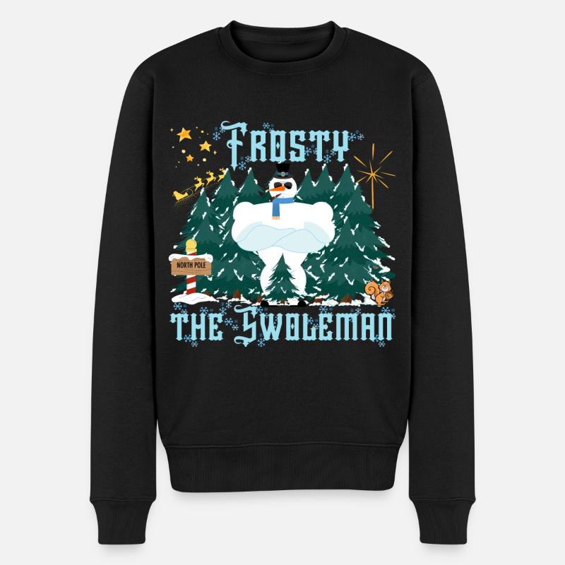Frosty The Swoleman - Männer Premium Bio Pullover - Schwarz