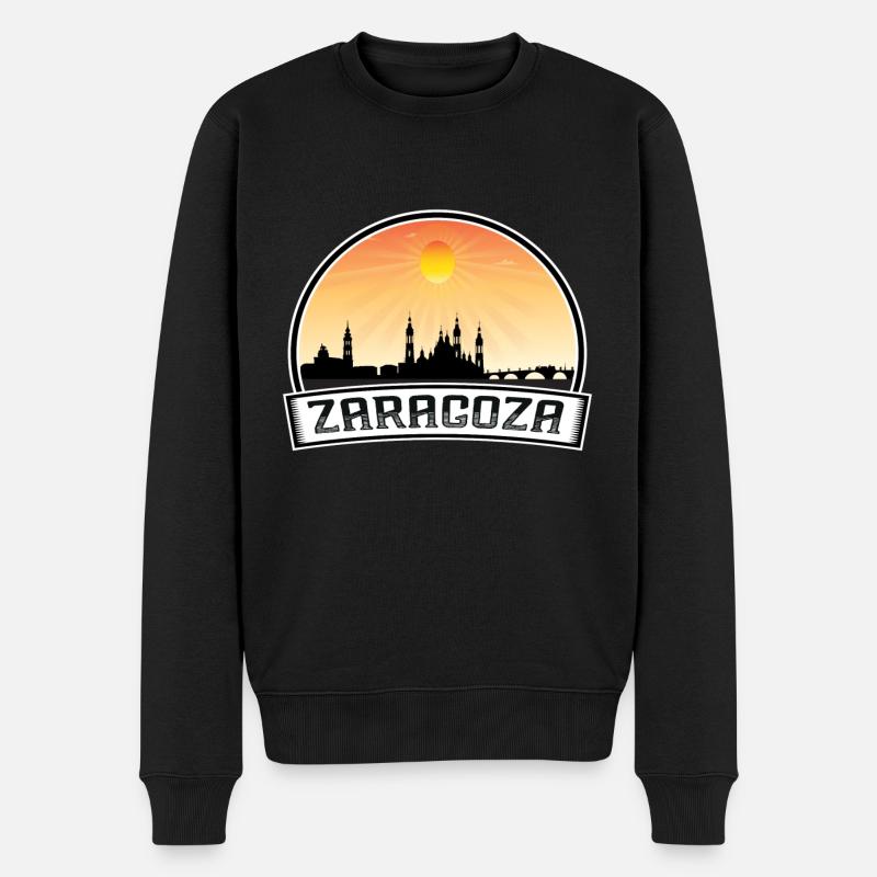 Zaragoza Spanien Skyline Vintage Sunset Travel Souve - Männer Premium Bio Pullover - Schwarz