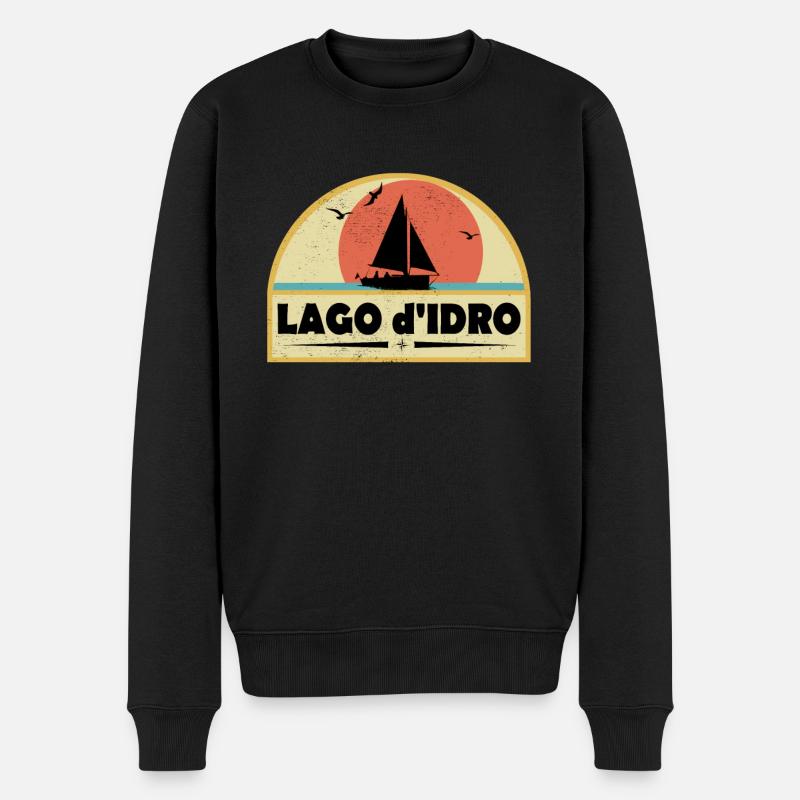 Lago d Idro Varese - Männer Premium Bio Pullover - Schwarz