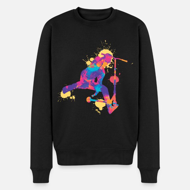 Stunt Scooter colorful - Männer Premium Bio Pullover - Schwarz