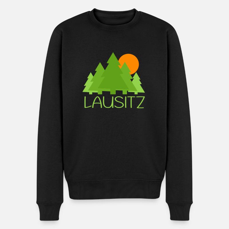 Wald Sonnenuntergang Lausitz - Männer Premium Bio Pullover - Schwarz