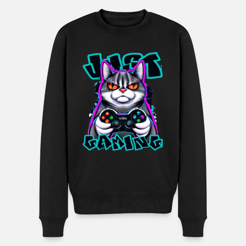 Gamingcat - Männer Premium Bio Pullover - Schwarz