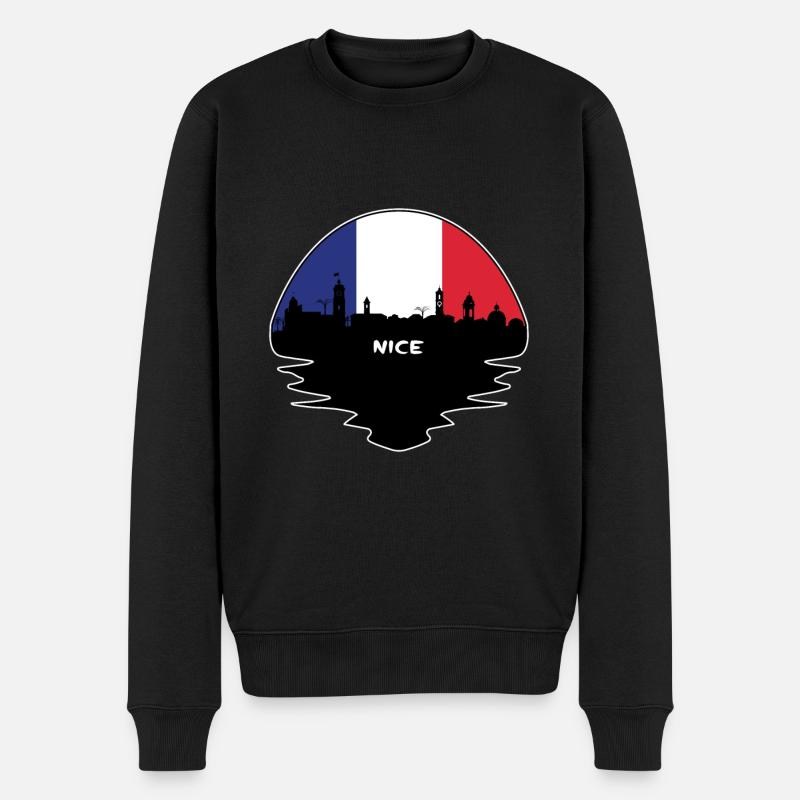 Schöne Frankreich-Flaggen-Skyline-Schattenbild-Reise - Männer Premium Bio Pullover - Schwarz