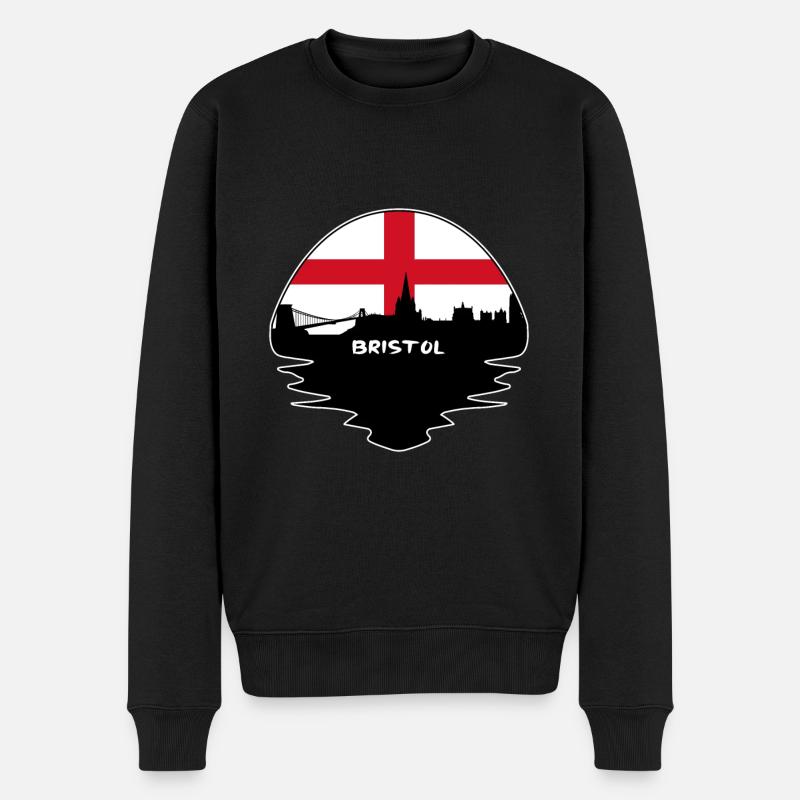 Bristol-England-Flaggen-Skyline-Schattenbild-Reise - Männer Premium Bio Pullover - Schwarz