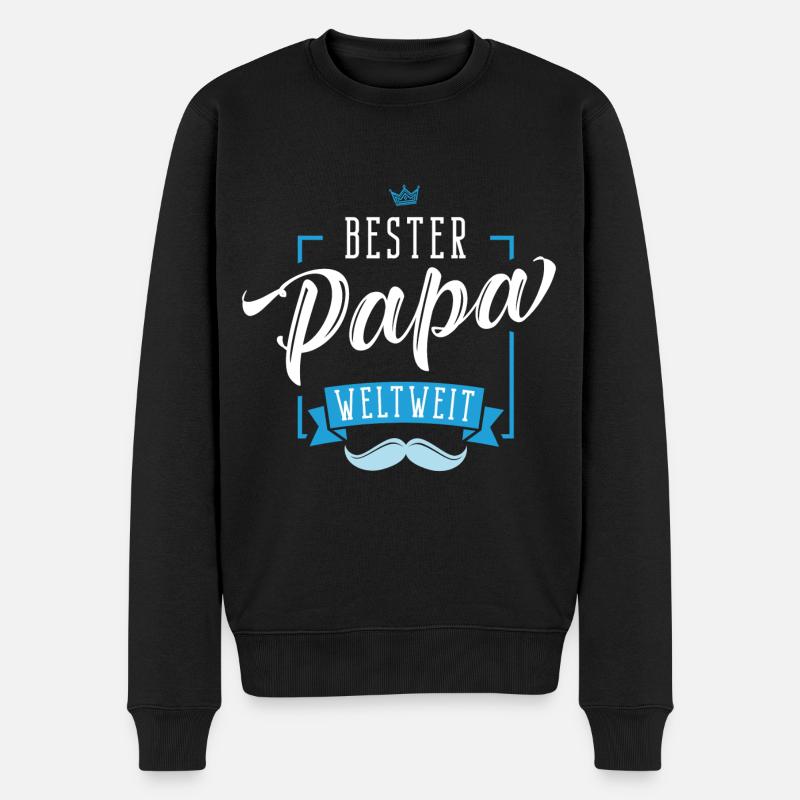 Bester Papa weltweit Vater Geschenk - Männer Premium Bio Pullover - Schwarz