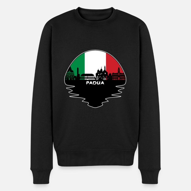 Padua-Italien-Flaggen-Skyline-Schattenbild-Reise - Männer Premium Bio Pullover - Schwarz