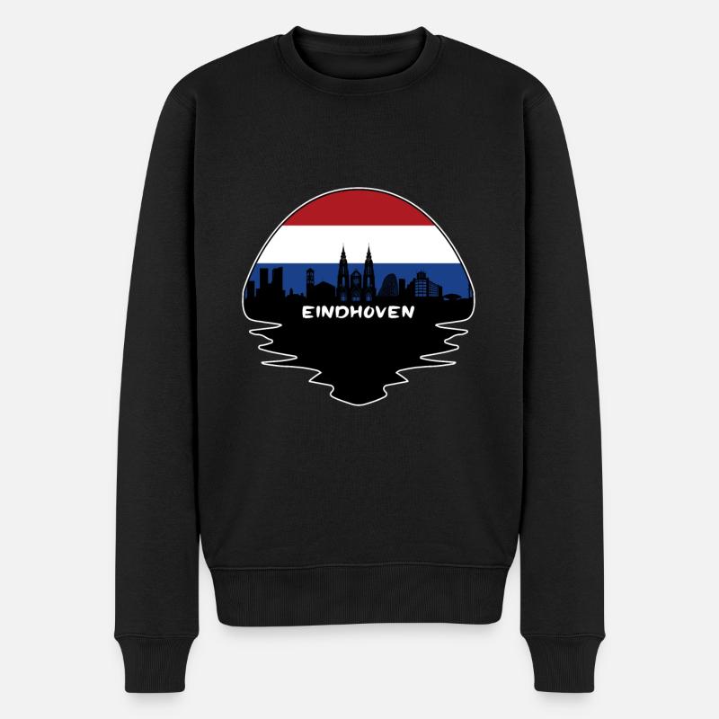 Eindhoven Niederlande Flagge Skyline Silhouette Trav - Männer Premium Bio Pullover - Schwarz