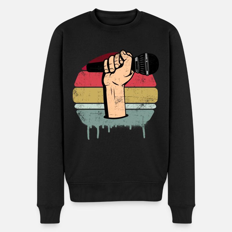 Microphone Retro - Pull Premium bio Homme - noir