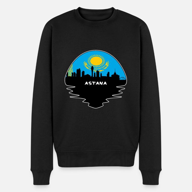 Astana Kasachstan Flagge Skyline Silhouette Reisen - Männer Premium Bio Pullover - Schwarz