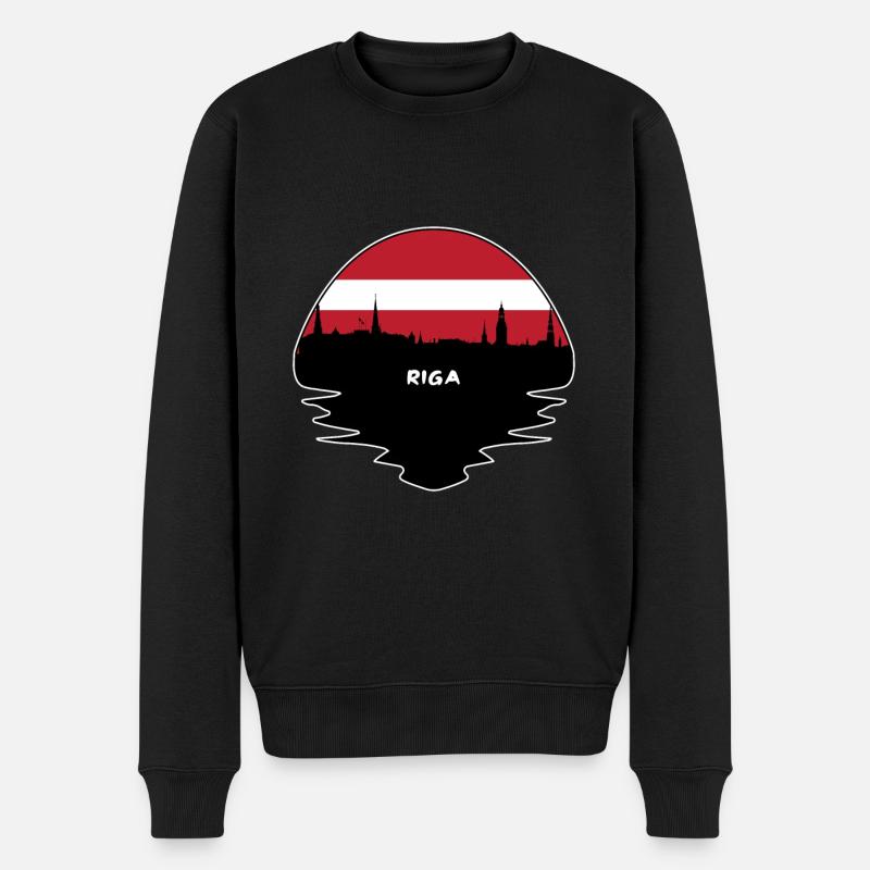 Riga Lettland Flagge Skyline Silhouette Reisen - Männer Premium Bio Pullover - Schwarz