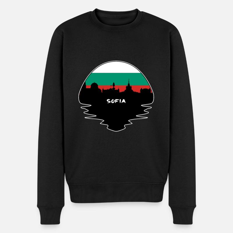 Sofia Bulgarie Flag Skyline Silhouette Voyage - Pull Premium bio Homme - noir