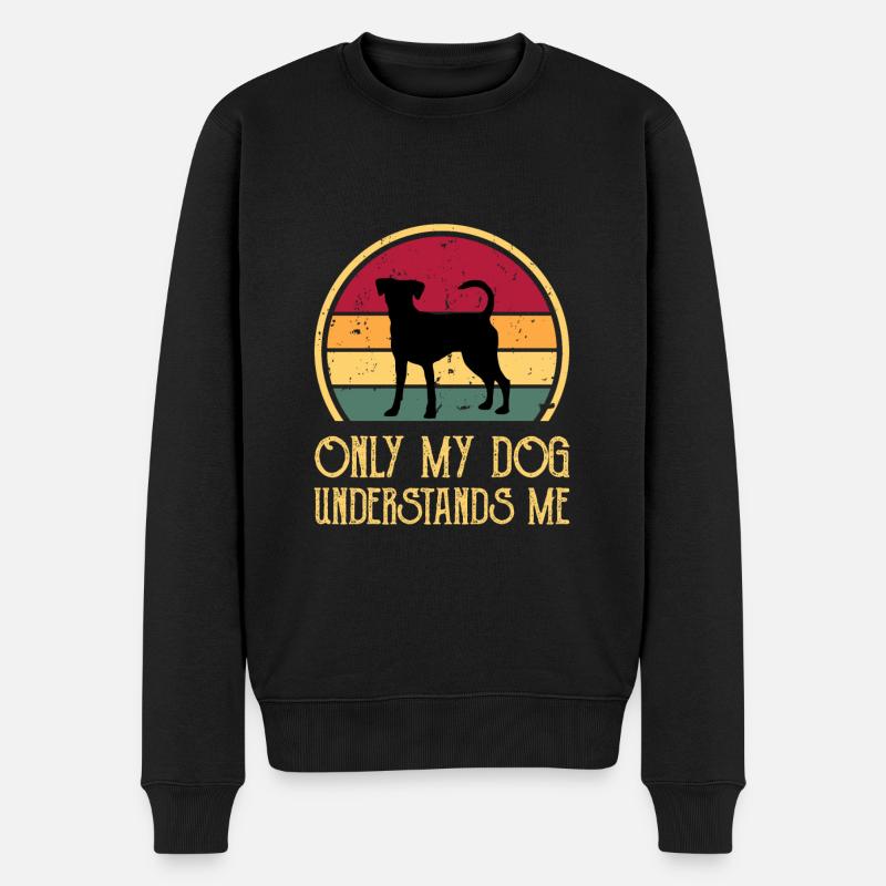 Austrian Pinscher Dog Love Silhouette Retro Sunset - Männer Premium Bio Pullover - Schwarz
