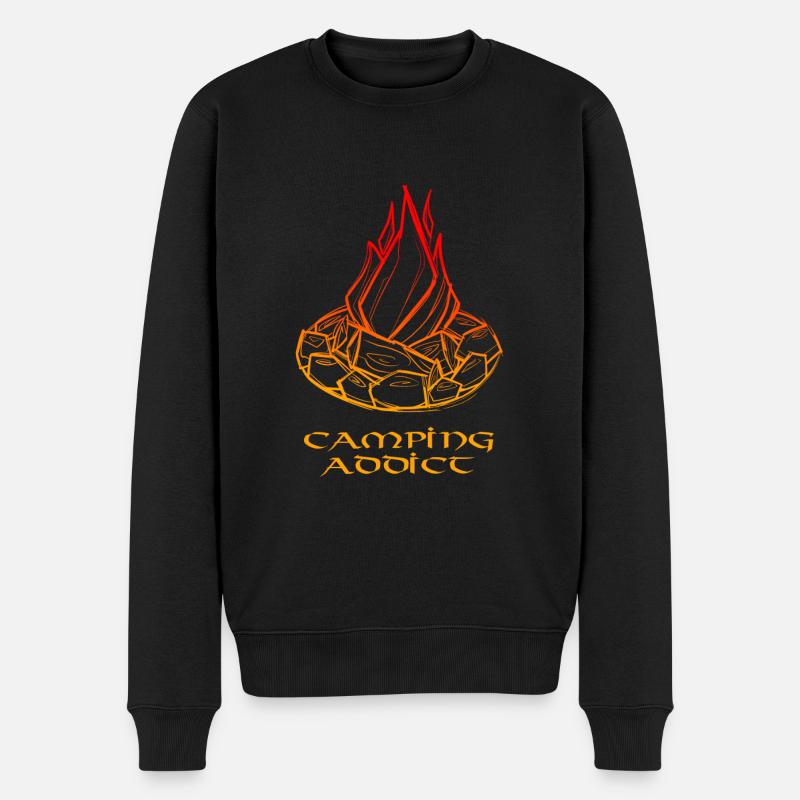 Feu de camp campeur addict sketchy art - Pull Premium bio Homme - noir