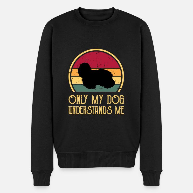 Coton De Tuléar Chien Amour Silhouette Vintage Coucher de Soleil - Pull Premium bio Homme - noir