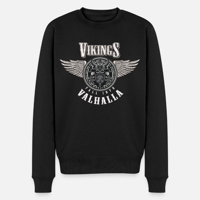 Wikinger Schädel | Geschenk für wikinger Fans - Männer Premium Bio Pullover - Schwarz