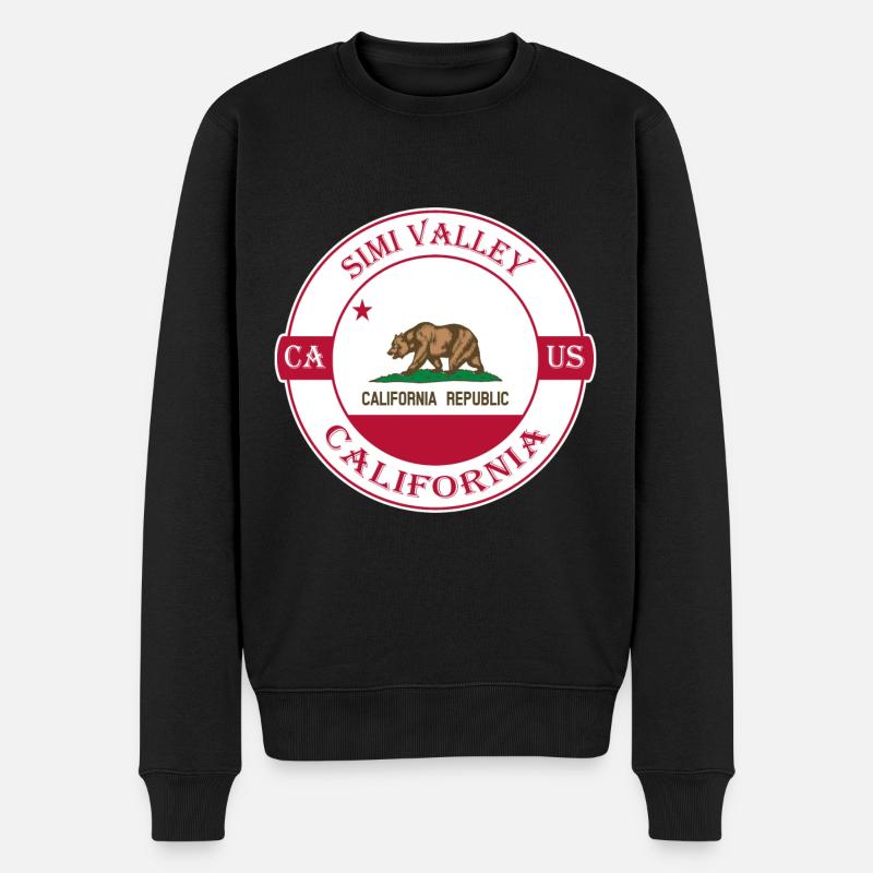 Simi Valley California Flagge USA Souvenir Abzeichen - Männer Premium Bio Pullover - Schwarz