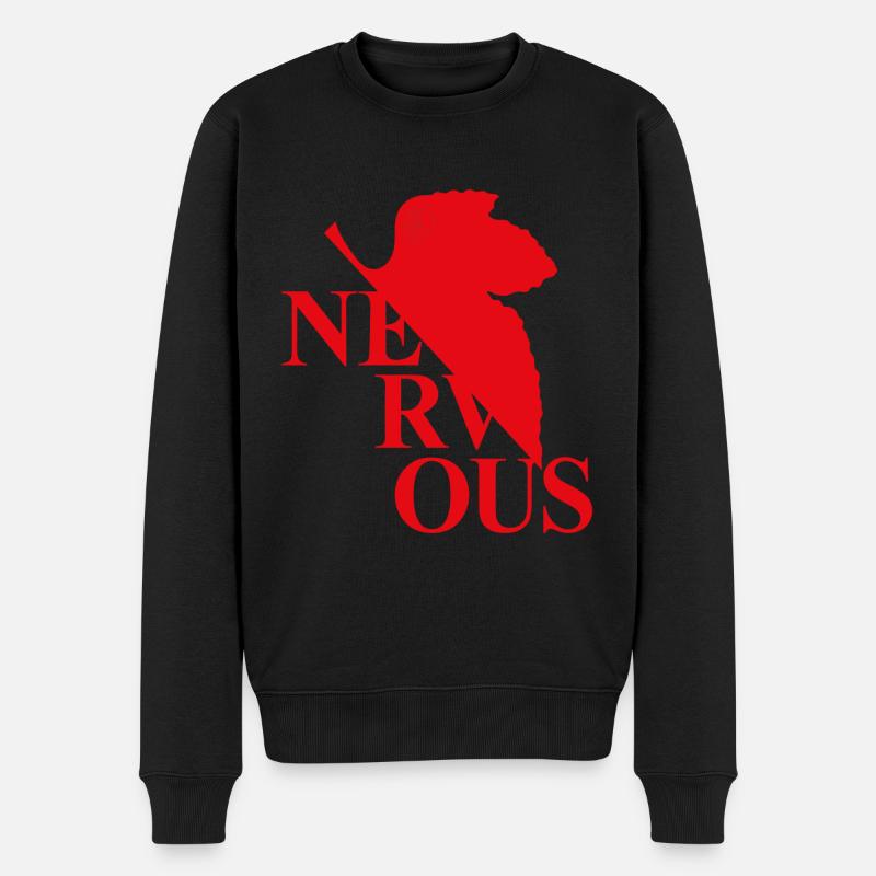 EVA NERVous Logo Parodie - Männer Premium Bio Pullover - Schwarz
