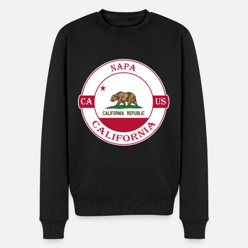 Napa California Flagge USA Reise Souvenir Abzeichen - Männer Premium Bio Pullover - Schwarz