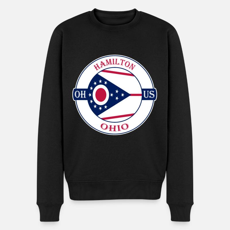 Hamilton Ohio Flagge USA Reise Souvenir Abzeichen - Männer Premium Bio Pullover - Schwarz