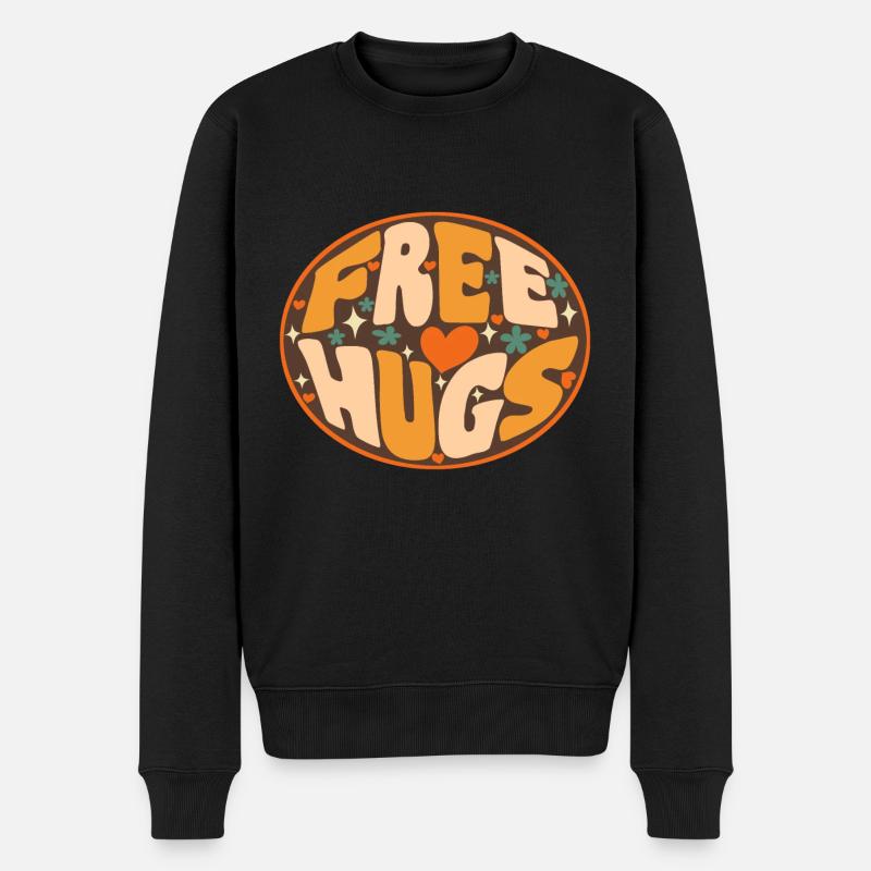 free hugs 70s - Männer Premium Bio Pullover - Schwarz