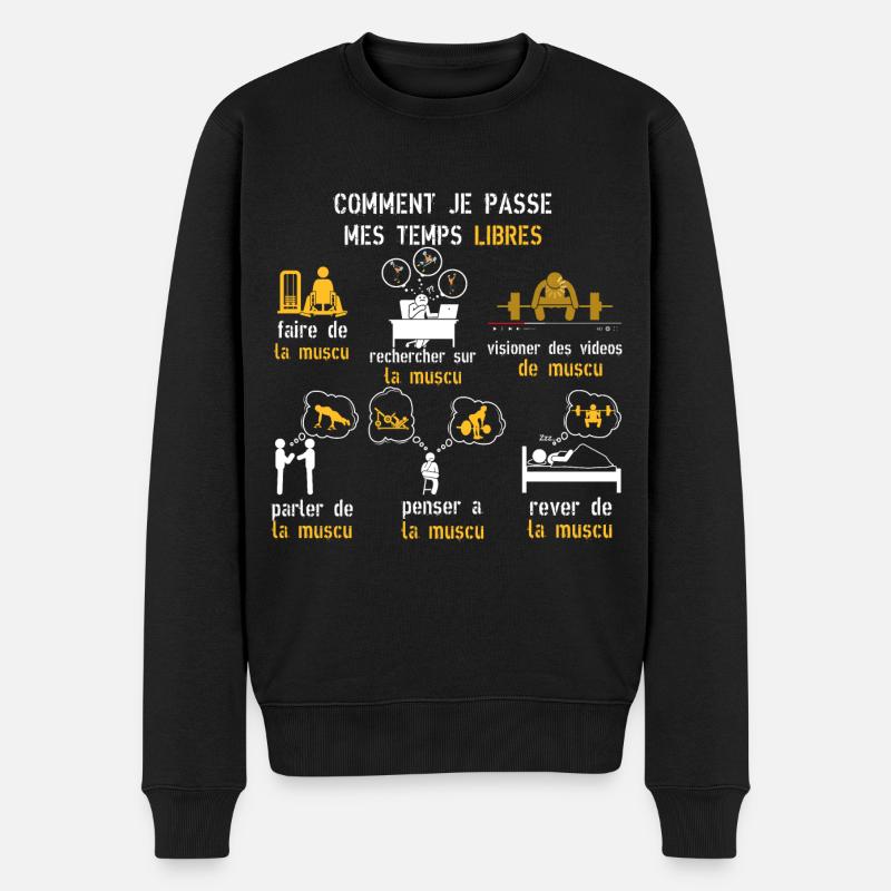 Temps libres muscu cadeau muscu - Pull Premium bio Homme - noir