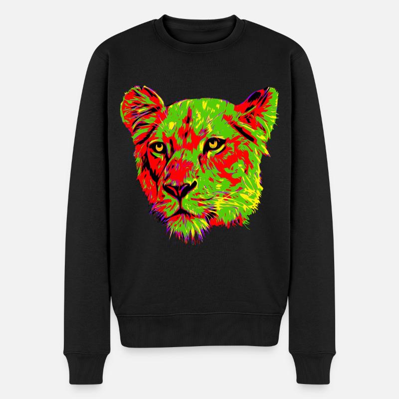 Löwin - Männer Premium Bio Pullover - Schwarz