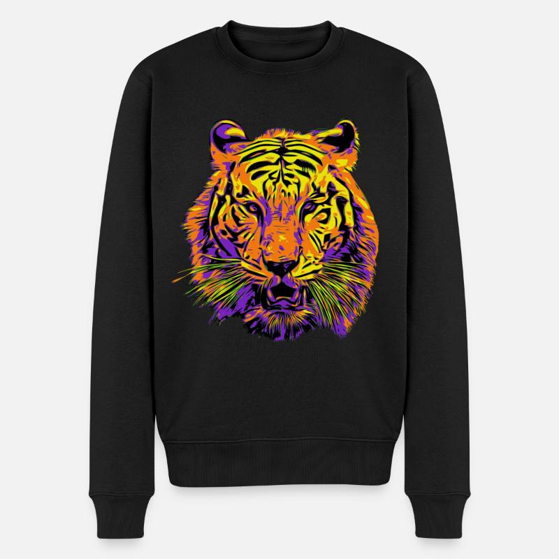 Tiger - Männer Premium Bio Pullover - Schwarz