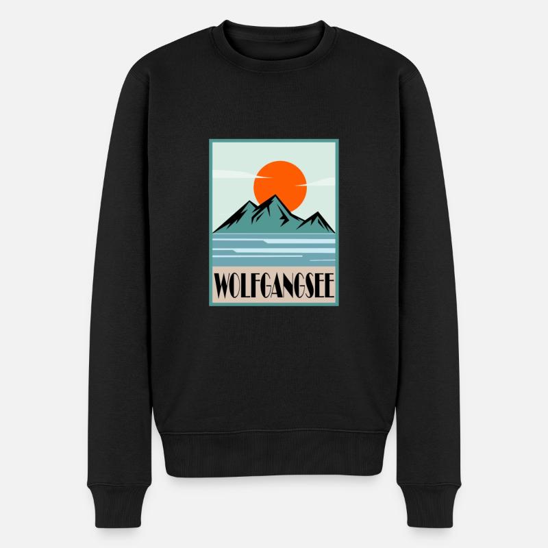 Wolfgangsee - Männer Premium Bio Pullover - Schwarz