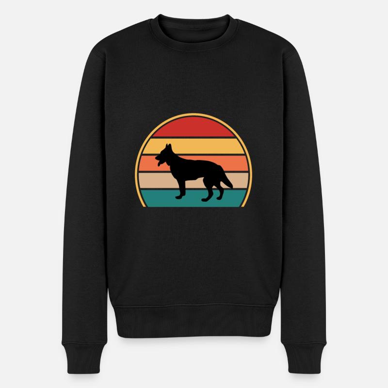 Berger Blanc Suisse Dog Silhouette Retro Sunset - Pull Premium bio Homme - noir