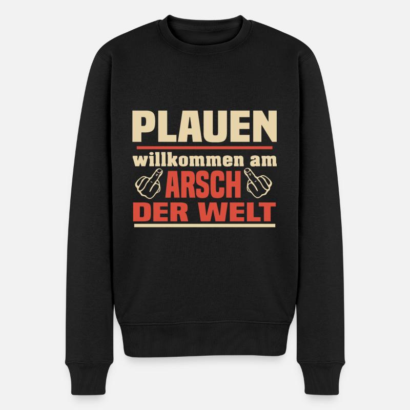 Plauen - Männer Premium Bio Pullover - Schwarz