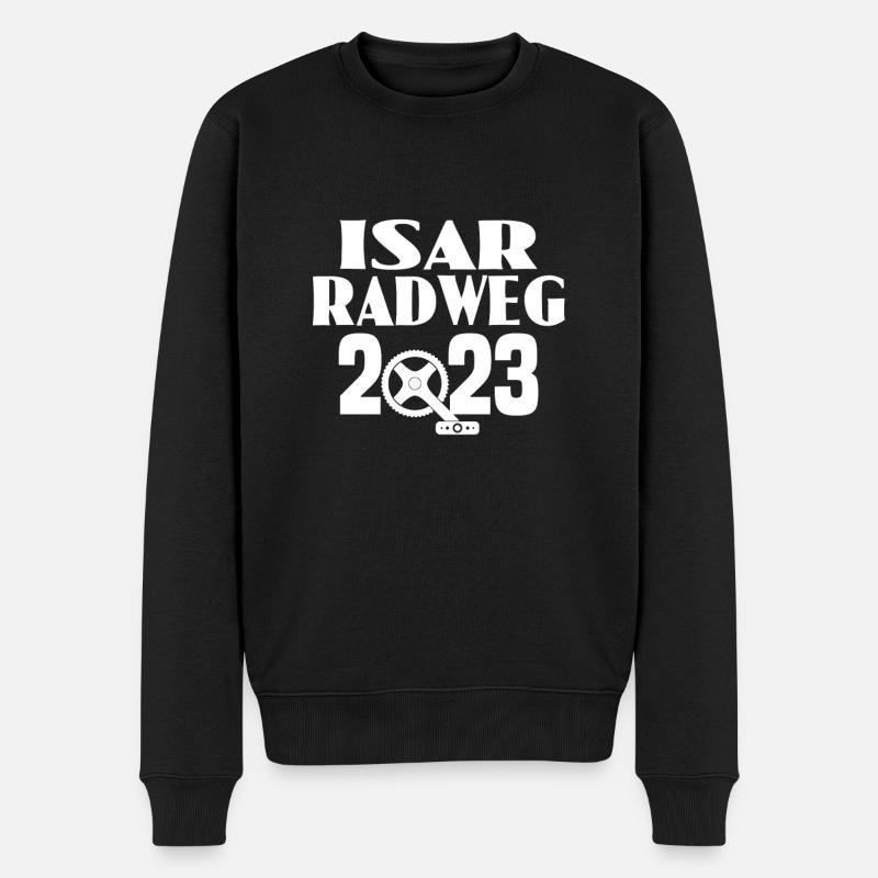 Isar Radweg 02 - Männer Premium Bio Pullover - Schwarz
