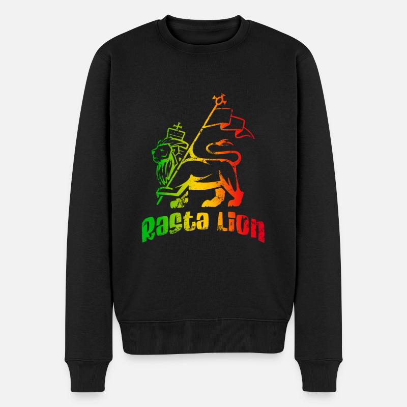 Rasta-Löwe - Männer Premium Bio Pullover - Schwarz