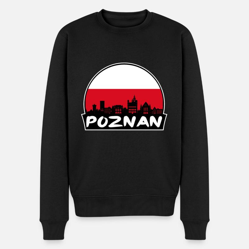 Poznan Polen Flagge Skyline Silhouette Reisen - Männer Premium Bio Pullover - Schwarz