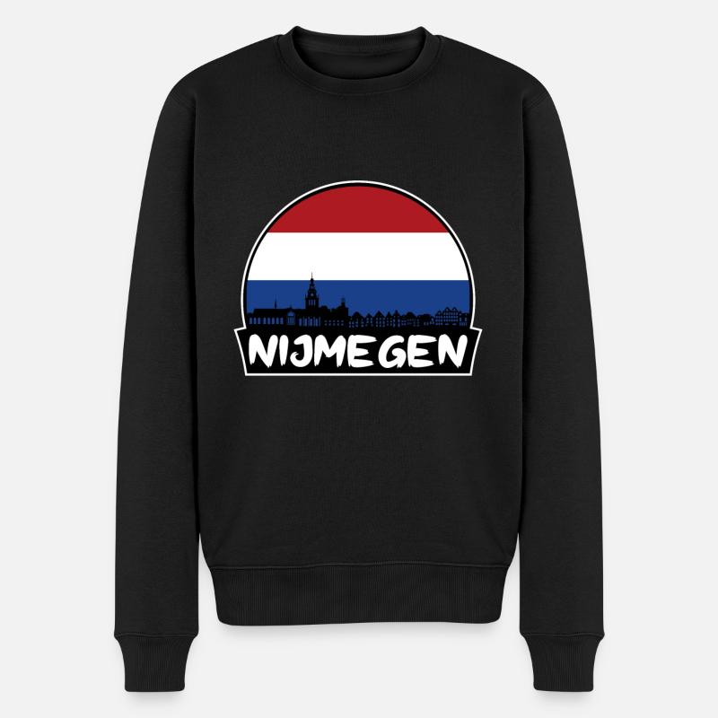 Nijmegen Niederlande Flagge Skyline Silhouette Trave - Männer Premium Bio Pullover - Schwarz