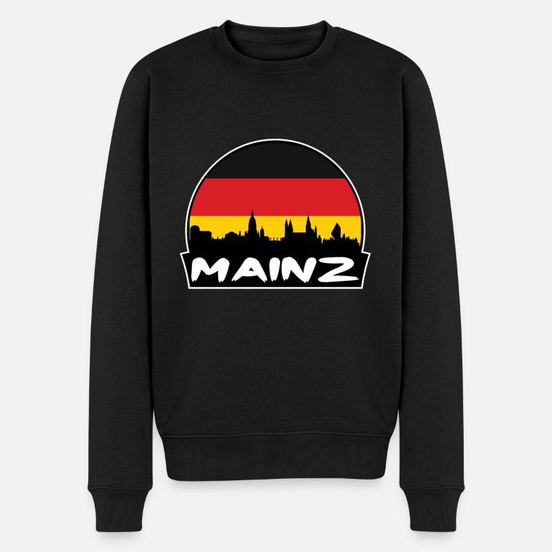 Mainz Deutschland Flagge Skyline Silhouette Reisen - Männer Premium Bio Pullover - Schwarz