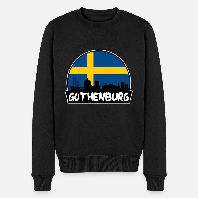 Göteborg Schweden Flagge Skyline Silhouette Reisen - Männer Premium Bio Pullover - Schwarz