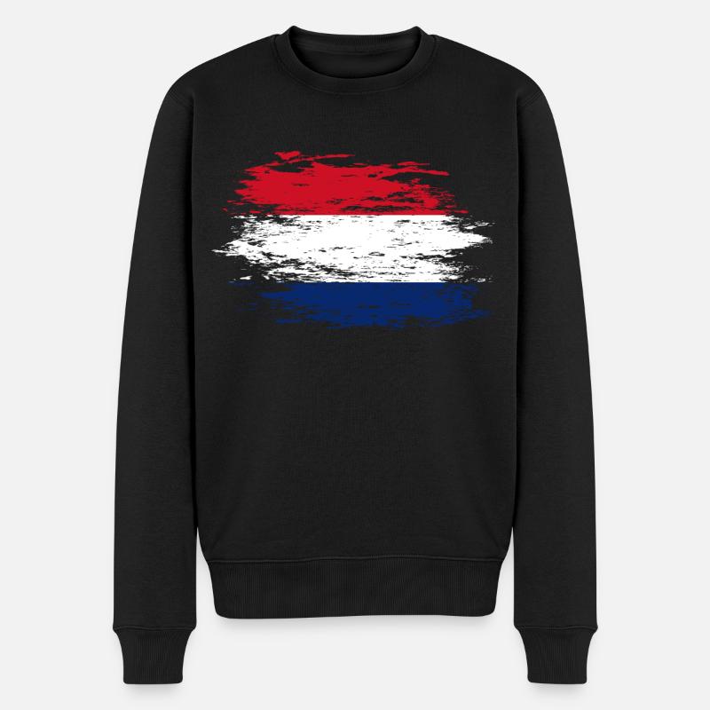 Holland Flagge used - Männer Premium Bio Pullover - Schwarz