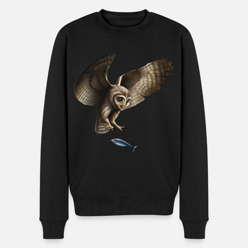 Le hibou pêcheur - Pull Premium bio Homme - noir