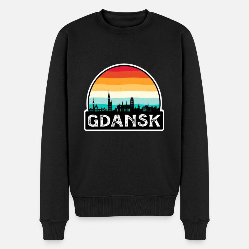 Danzig Polen Flagge Skyline Reisesouvenir - Männer Premium Bio Pullover - Schwarz