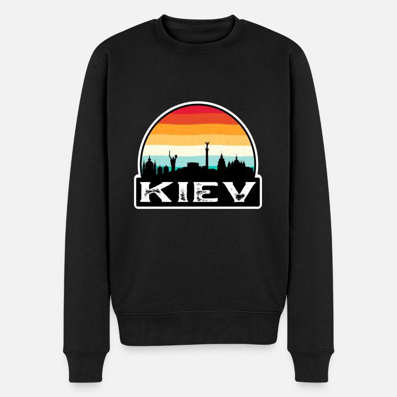 Kiew Ukraine Flagge Skyline Reisesouvenir - Männer Premium Bio Pullover - Schwarz